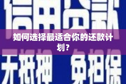 锦州如何选择最适合你的还款计划？