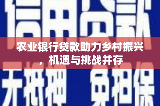 祁阳农业银行贷款助力乡村振兴，机遇与挑战并存