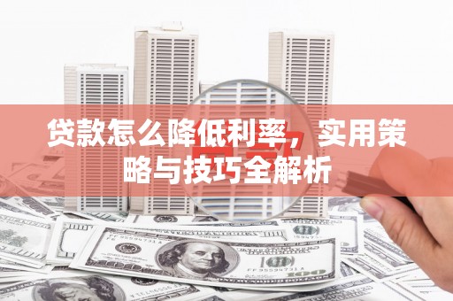 赤壁贷款怎么降低利率，实用策略与技巧全解析